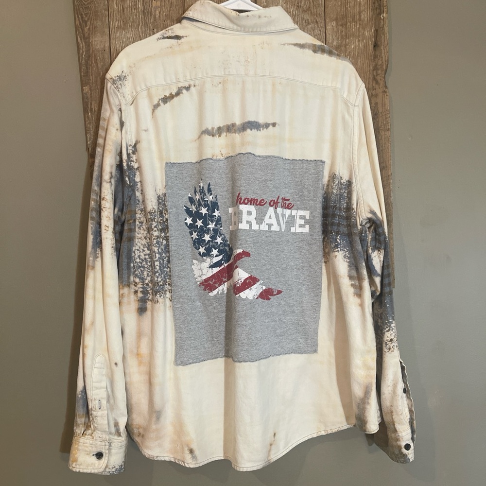 Patriotic Up-Cycled Button-Up Shirt